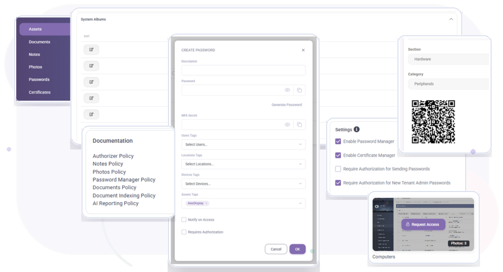 Documentation and asset management dashboard in MSPControl