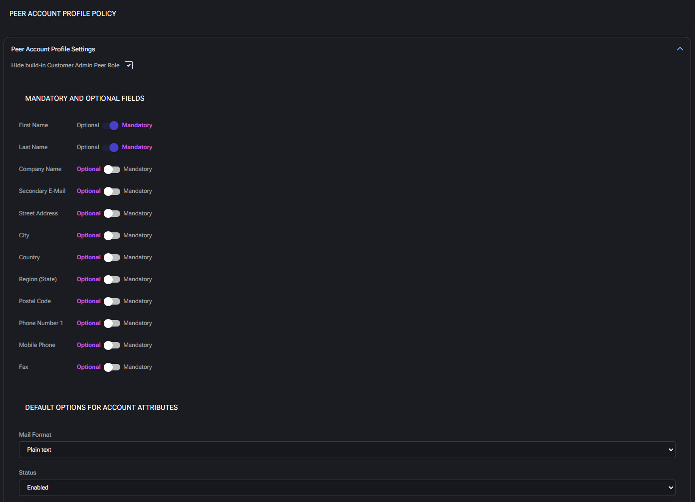 Peer Account Profile Policy
