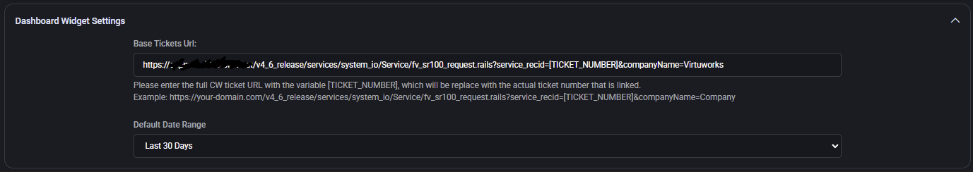 Dashboard Widget Settings