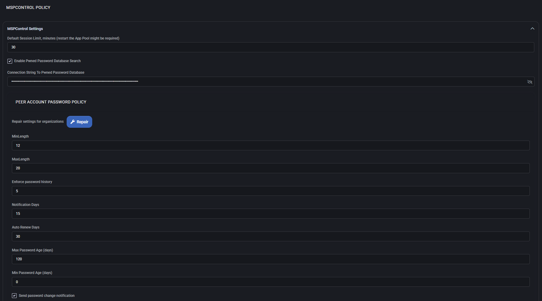 MSPControl General Policies