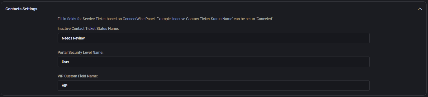 Contacts Settings