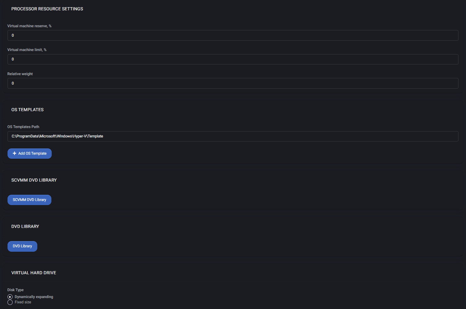 Processor Resource Settings