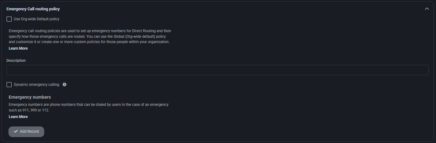 Emergency Call Routing Policy