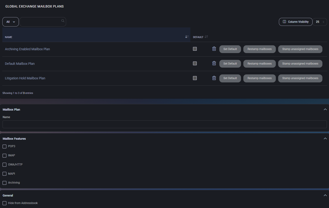 Global Exchange Mailbox Plans