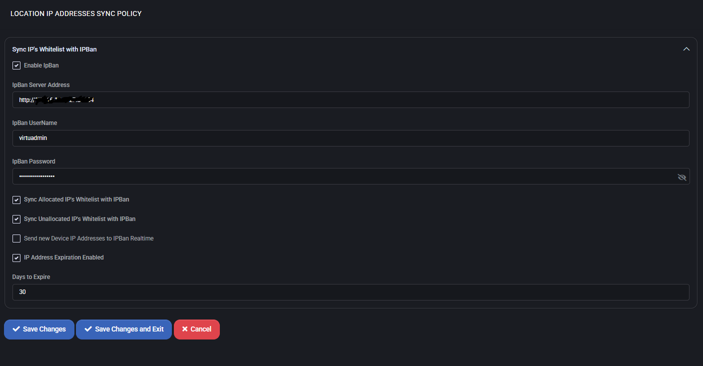 Location IP Addresses Sync Policy