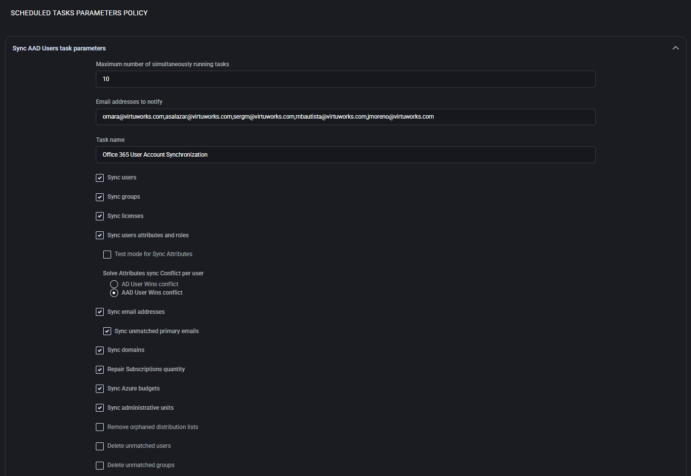 Scheduled Tasks Parameters Policy
