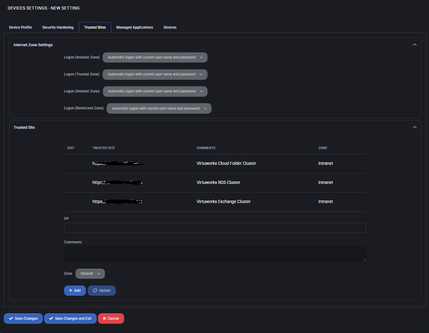 Trusted Sites