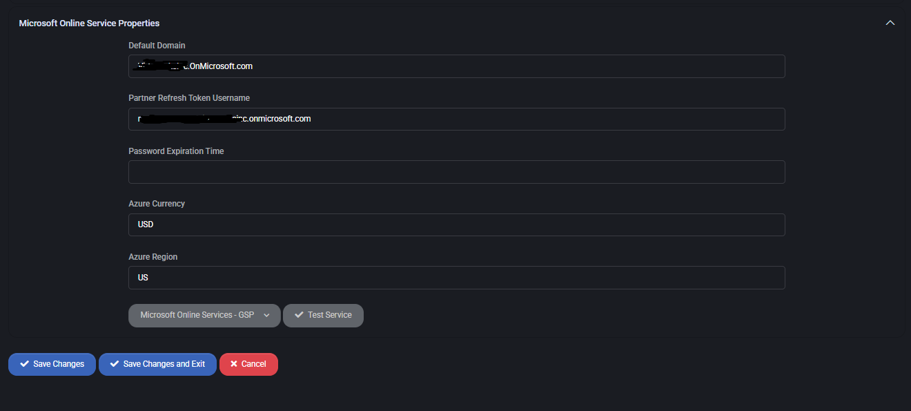 Microsoft Online Service Properties