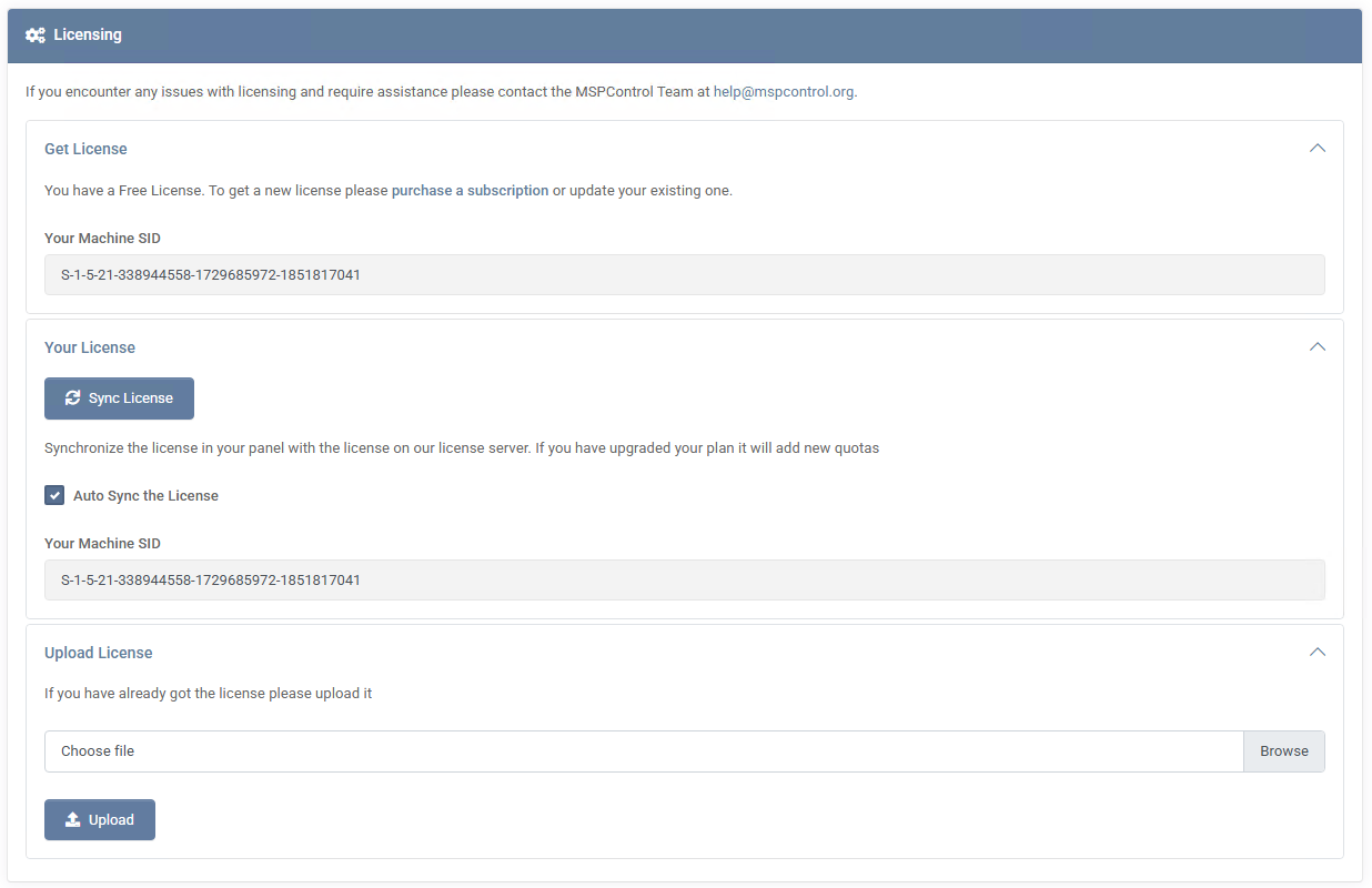Upload License