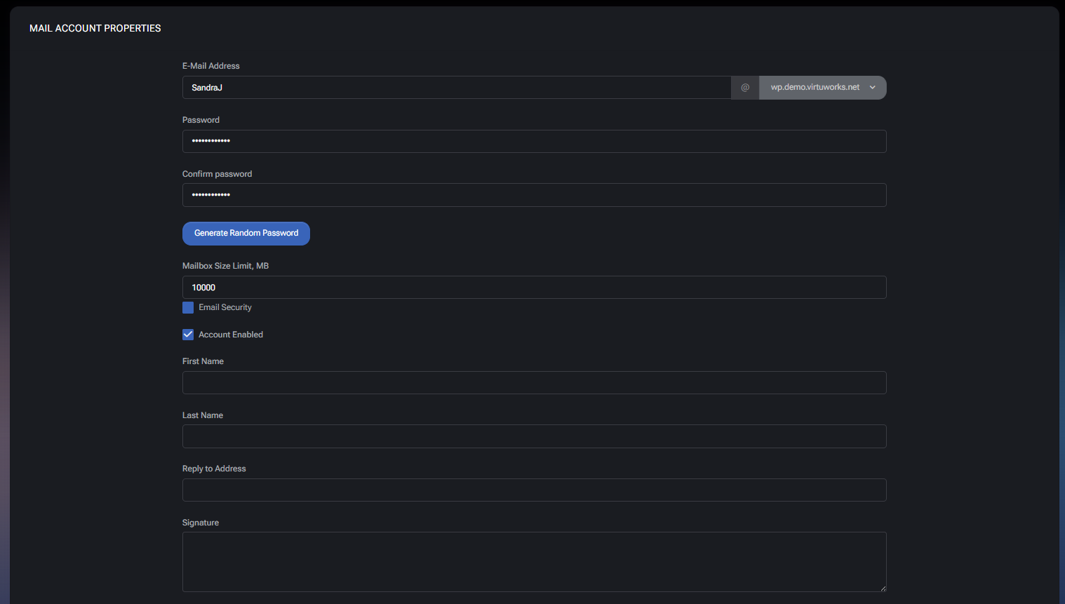 The Mail Account Properties