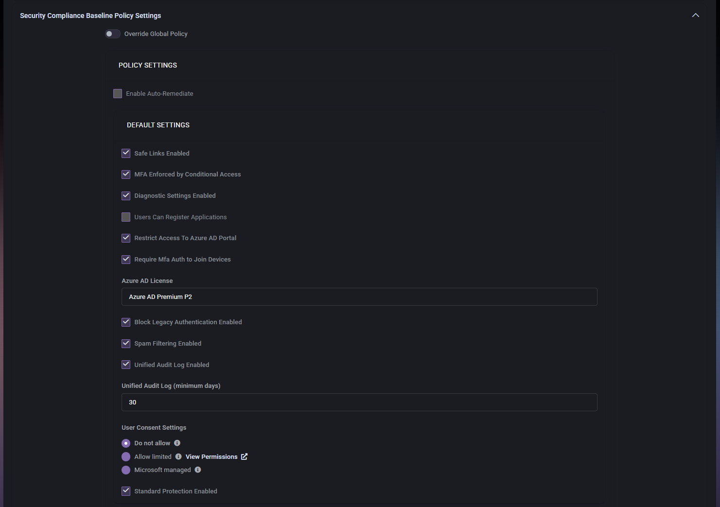 Security Compliance Baseline Policy Settings